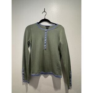 Lauren Hansen Cashmere Sweater Women’s Size Small Green Blue Buttons Fun Shapes